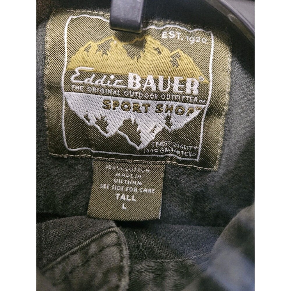 Eddie Bauer Sport Shop Shirt Mens L Tall Fishing Hiking Snap Button VTG Green - Picture 4 of 11